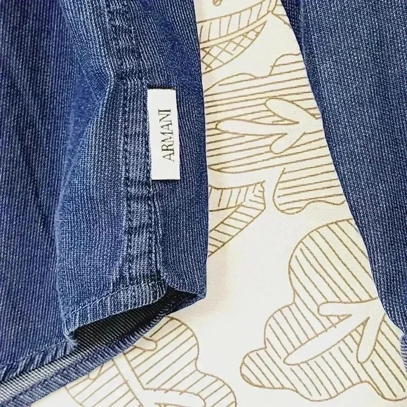 Armani Collezioni Chambray Button down Long sleeve  Men's Dress Shirt XL - Picture 4 of 8